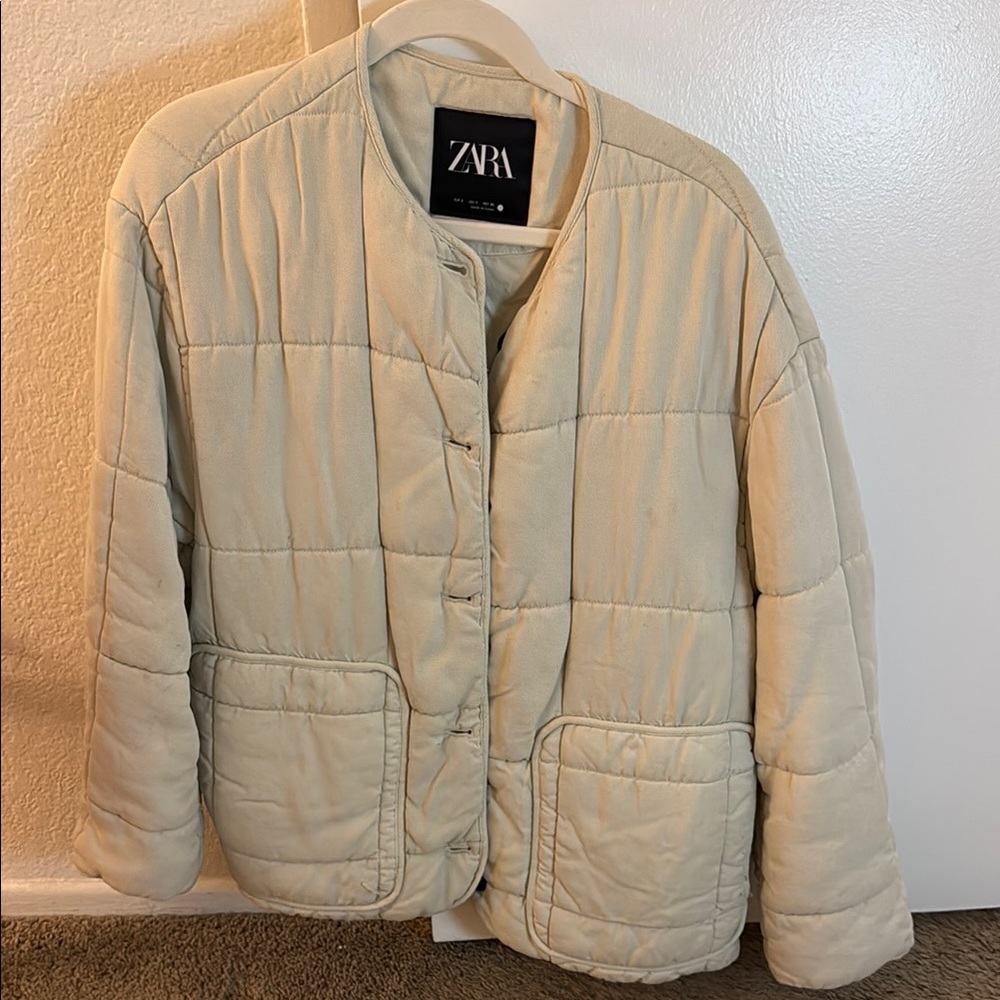 Zara Cream Quilted Women's Jacket